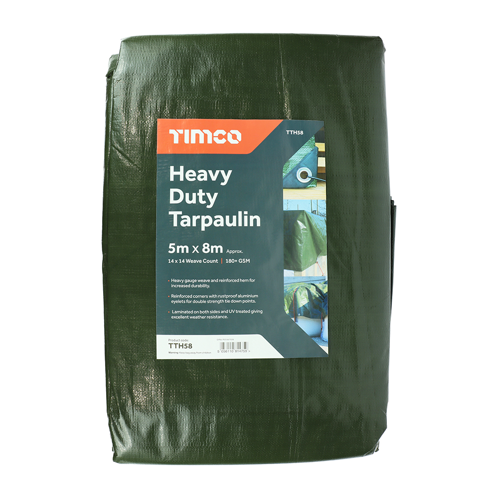 TIMCO Heavy Duty Tarpaulin Green - 5 x 8m